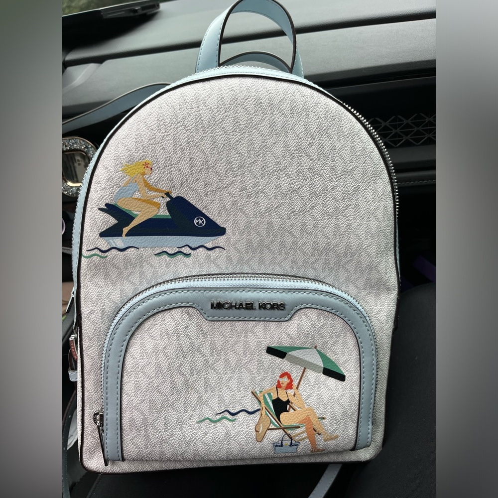 New MK double zipped backpack